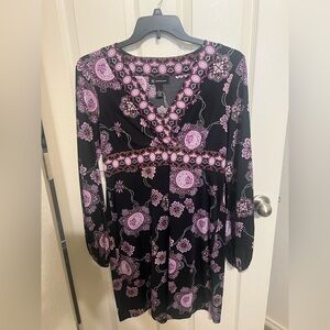 INC International Concepts Black and Pink Long Sleeve Sundress